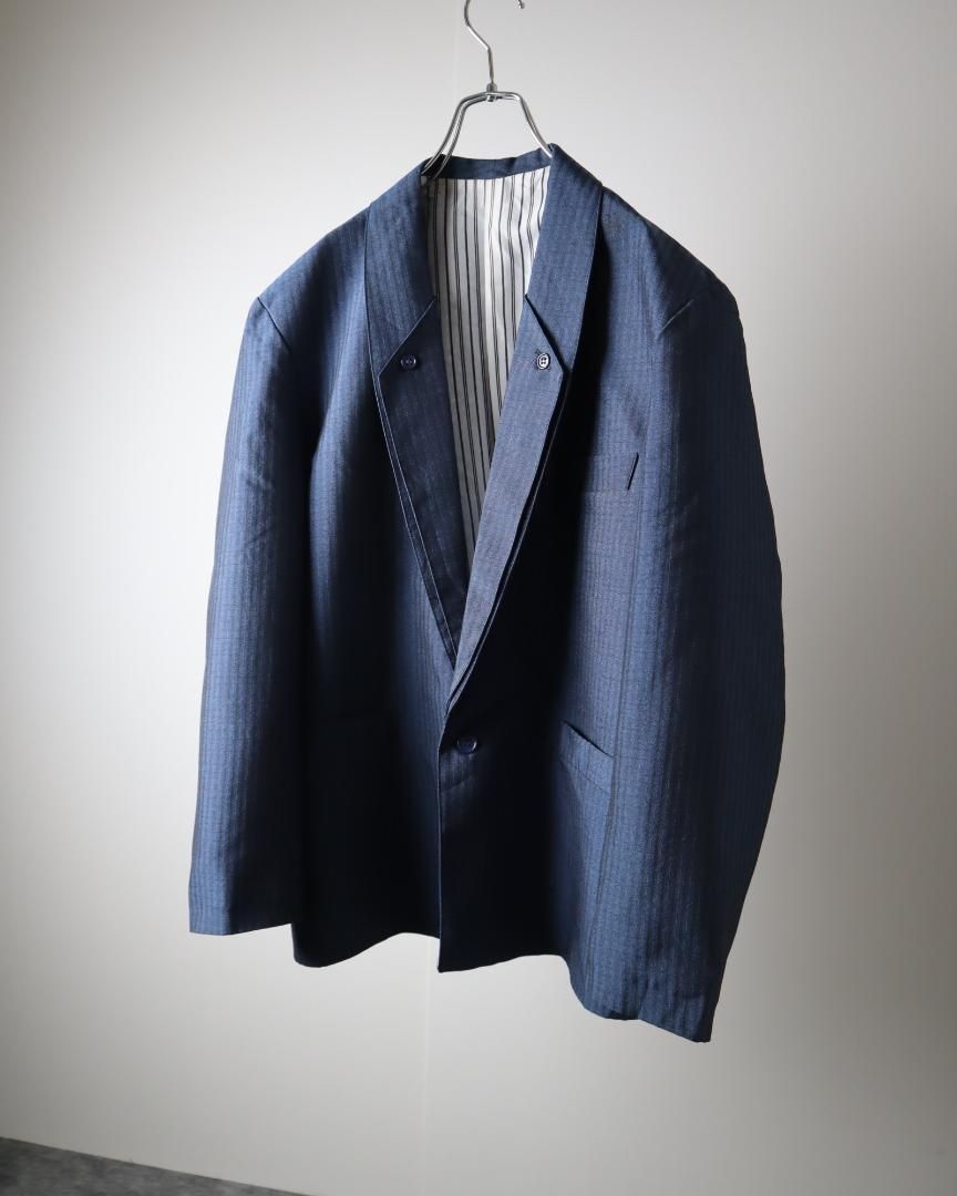EURO vintage Shadow Stripe Shawl Collar Tailored Jacket EURO vintage Shadow Stripe Shawl Collar Tailored Jacket