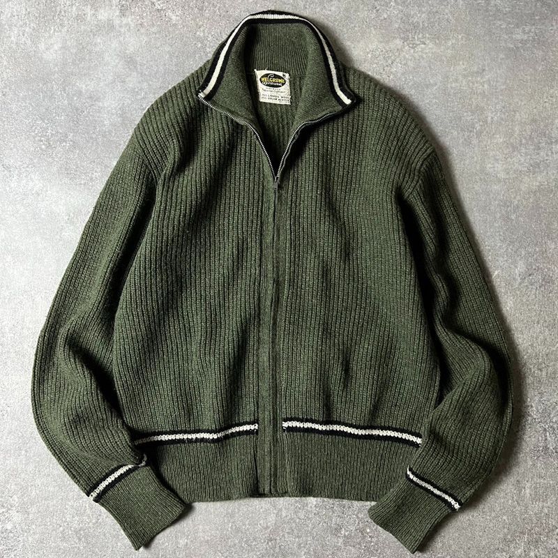 60s USA製 WELGRUME フルジップ ラムウール ドライバーズ ニット 