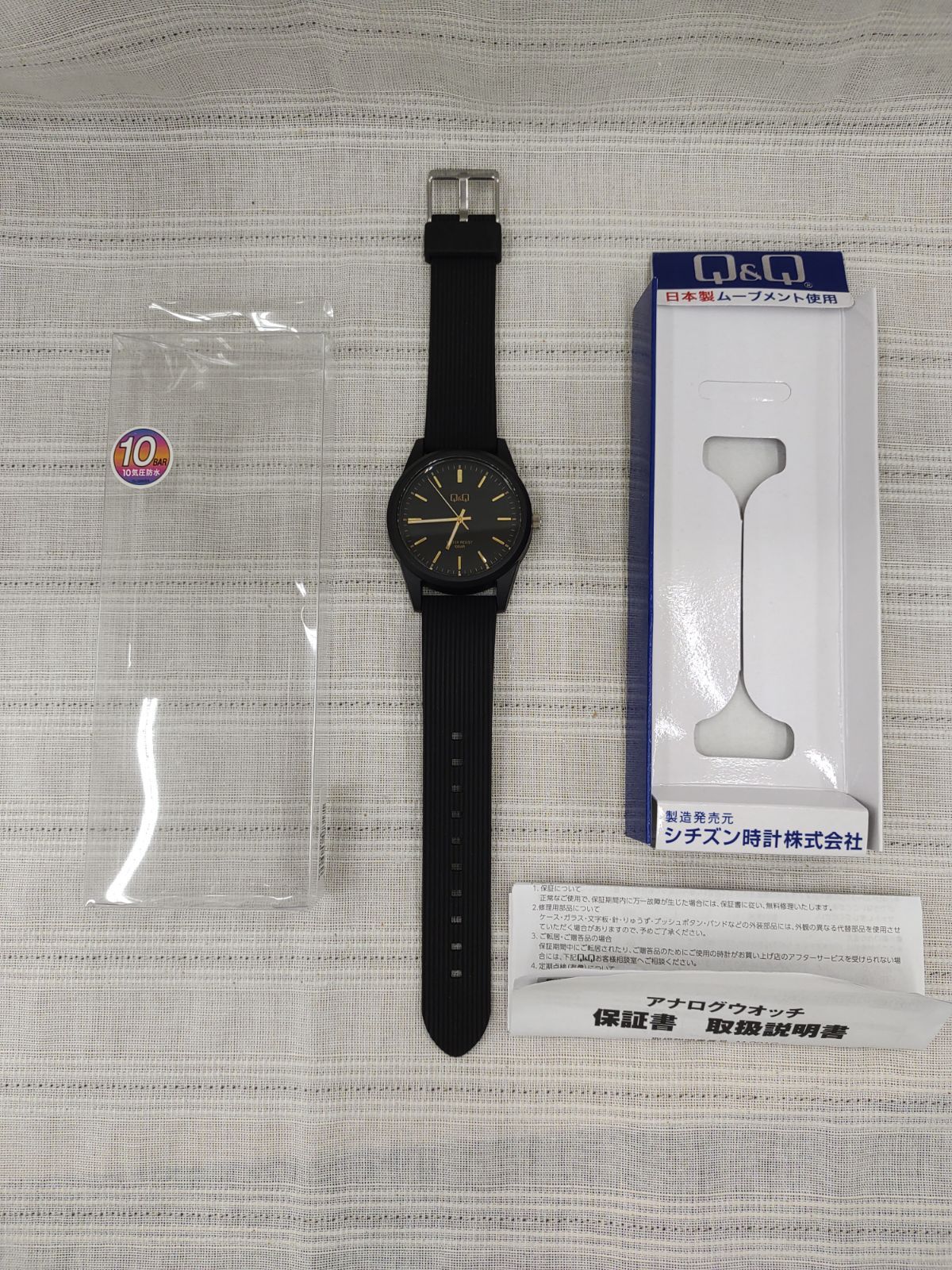 シチズン Qu0026Q] 腕時計 アナログ 防水 ウレタンベルト VS40-005 メンズ ブラック ゴールド W-026 - メルカリ