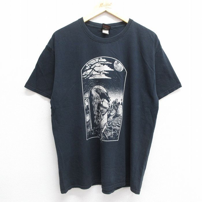 L/古着 半袖 ビンテージ Tシャツ メンズ 00s スカル カラス ゾンビ LUCKYMULE クルーネック 黒 ブラック 24jun25 中古