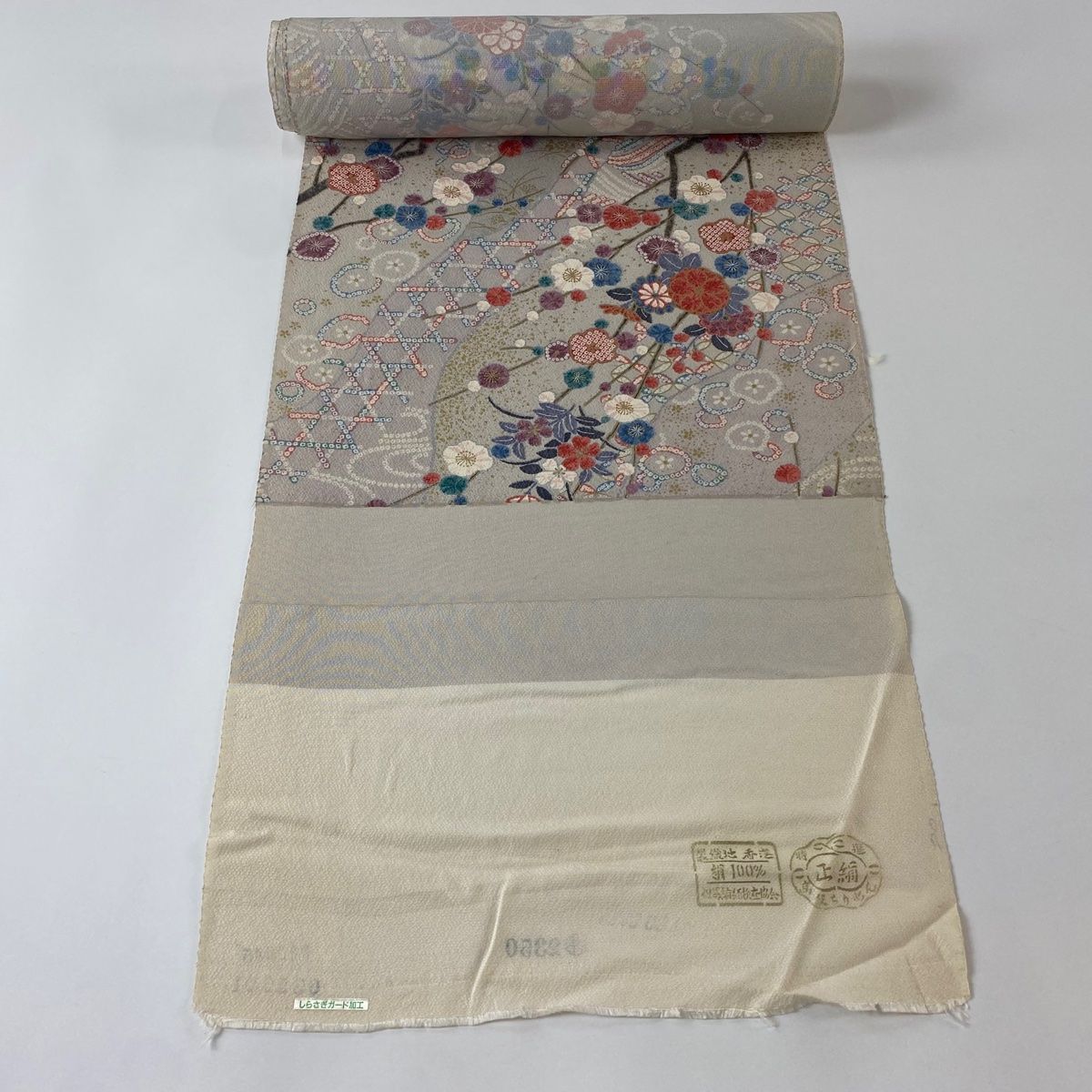 小紋反物 夏物 小紋 反物 シルク・オーガンジー 正絹 新品 未仕立 着尺