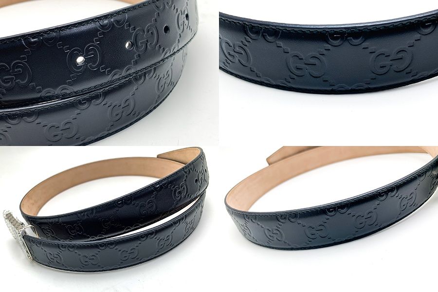 GUCCI グッチ GGシグネチャー スクエア バックル 黒 ブラック 403941