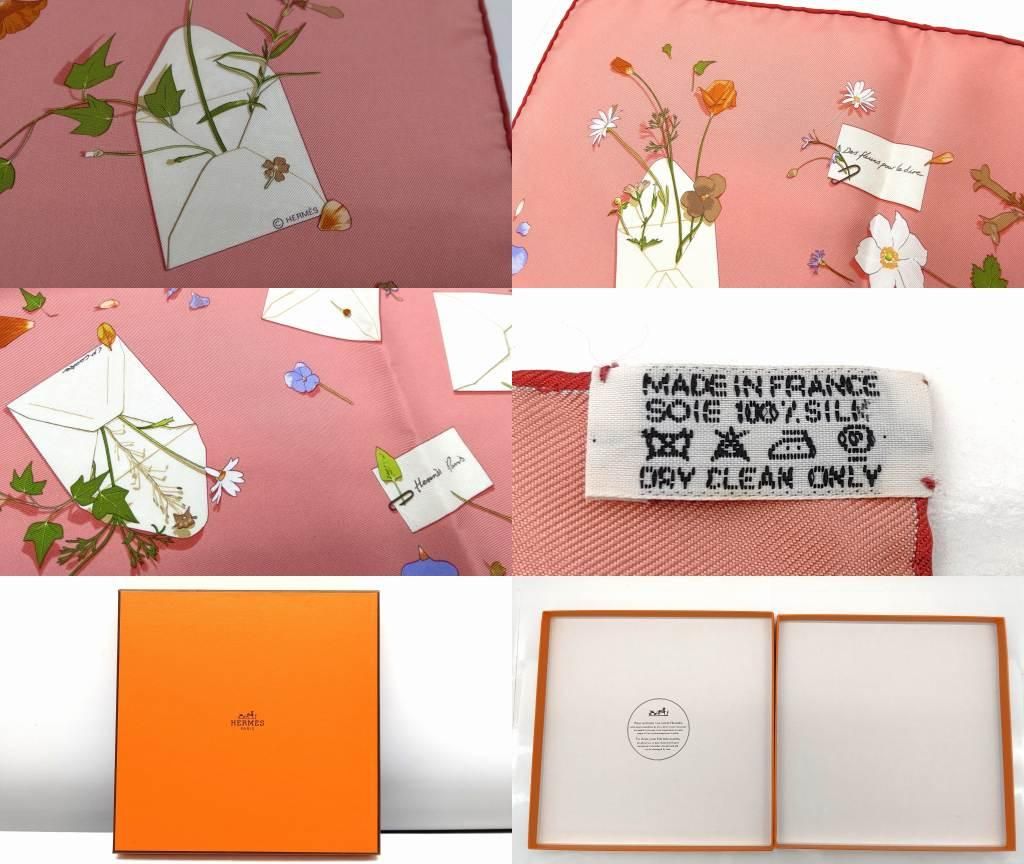 25k-219t【中古】HERMES エルメス プチカレ45 スカーフ 花の手紙