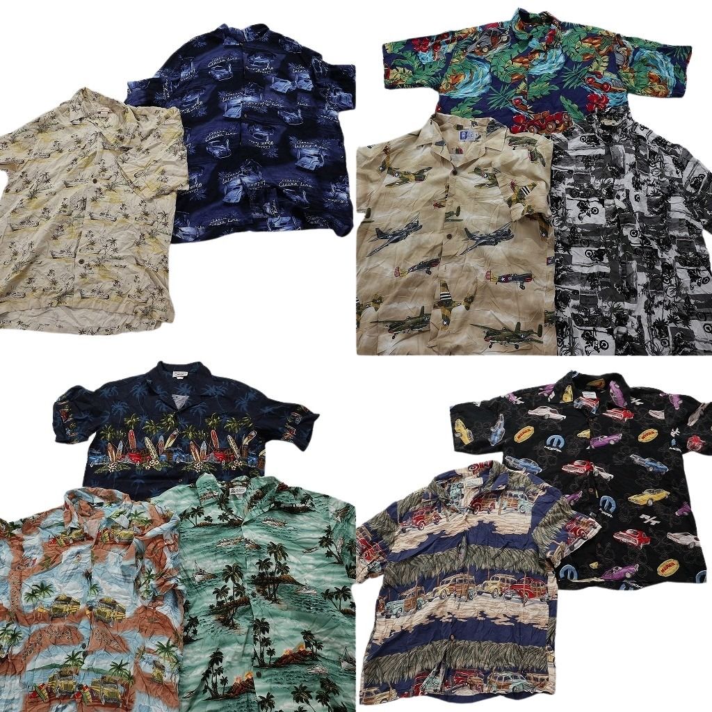 古着卸 乗り物系 アロハシャツ 半袖シャツ 10枚セット メンズ L |XL 船 車 ボックスシルエット 古着 NA3322