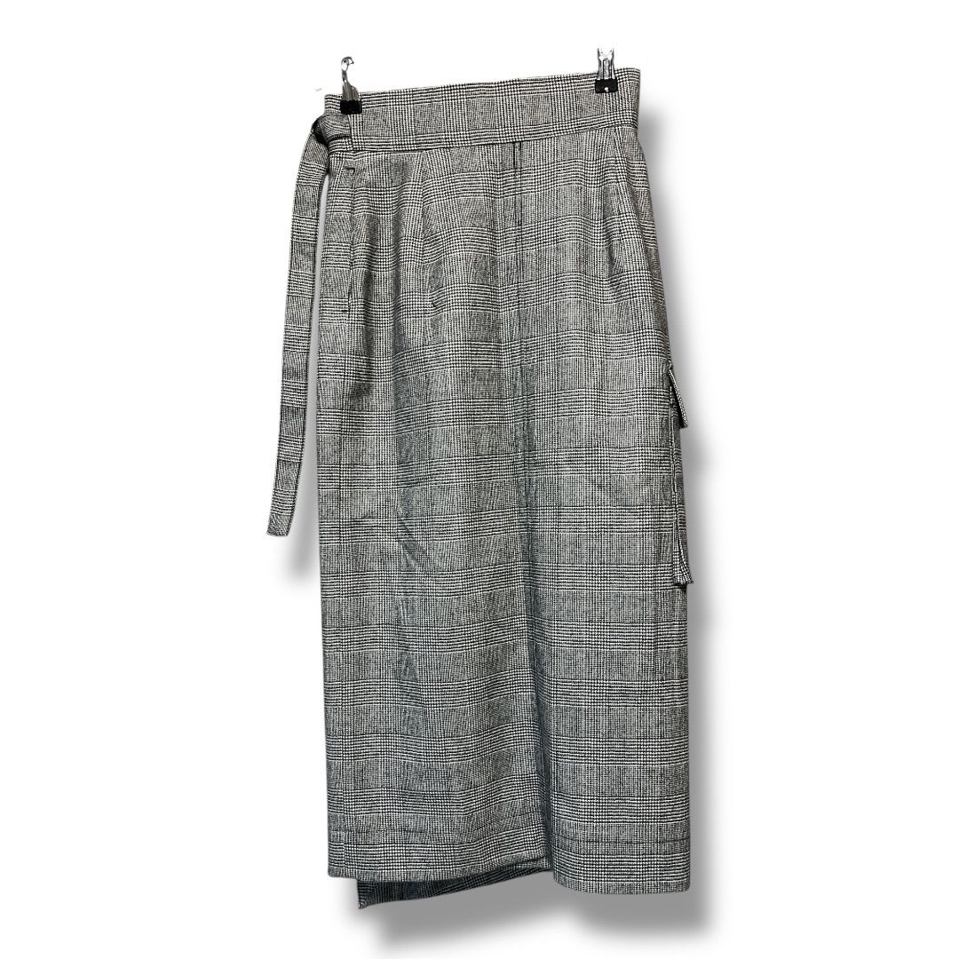 アンクレイヴ　ラップロングスカート　シアーチェック アイボリー　M シアーチェック柄バックレースアップスカート[pu47