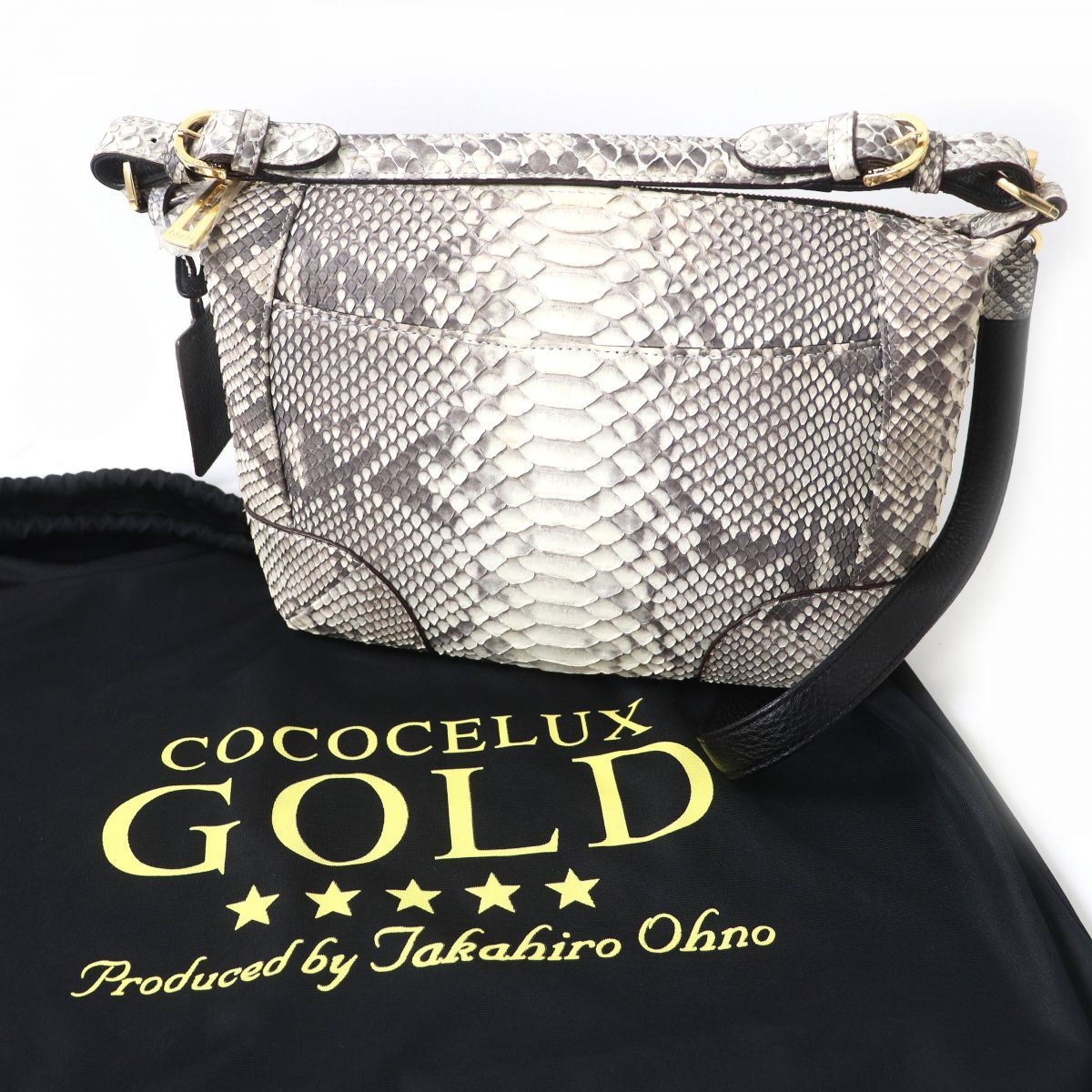 未使用品△COCOCELUX GOLD ココセリュックス ヘビ革 パイソンレザー