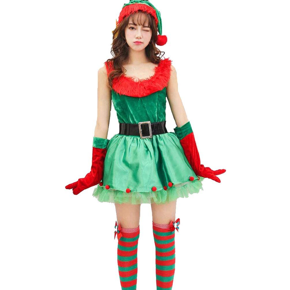 【数量限定】コスプレ グリーン サンタ 人気 サンタクロース クリスマスツリー かわいい パーティー 衣装 女の子用 ワンピース 帽子付き レディース クリスマス (グリーン) コスチューム サ