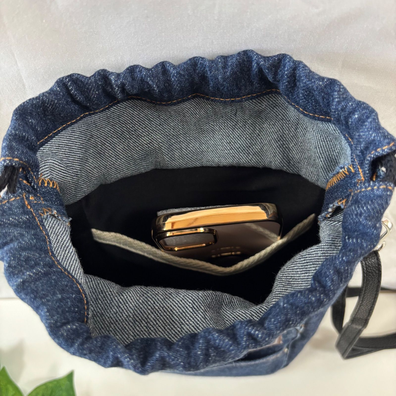 デニムメイク スクエア boxショルダーバッグ ハンドメイド デニムリメイク♪ファスナー*スクエアショルダーバッグ