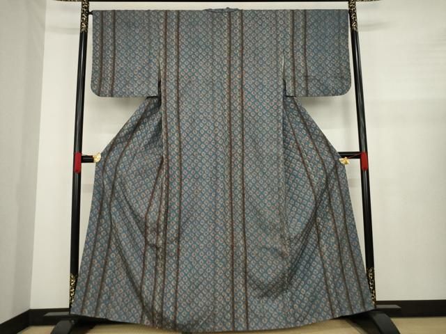 平和屋着物○上質な小紋 紬地 折り紙絞り ろうけつ染め 正絹 逸品