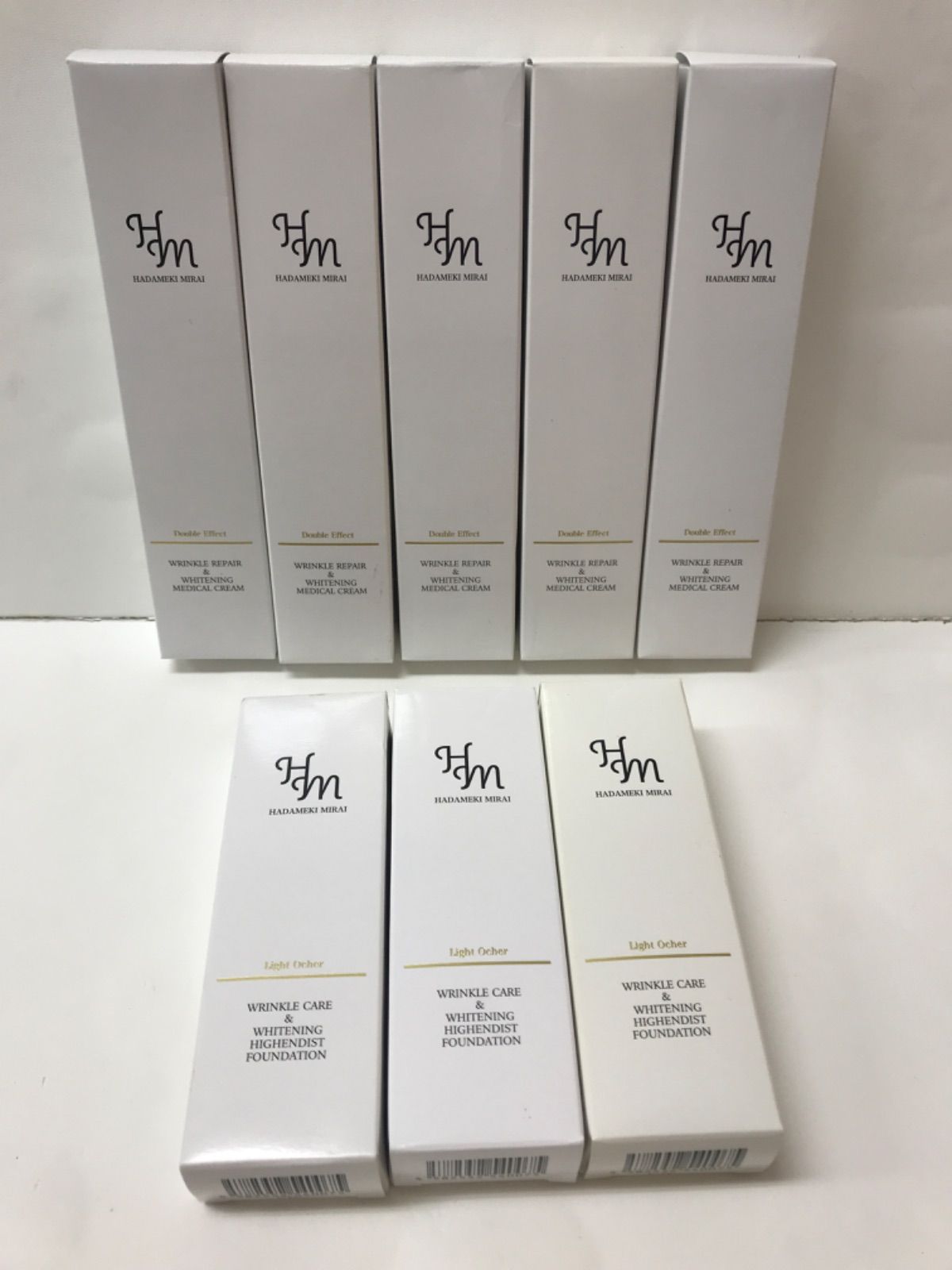 R768 ハダメキミライ 薬用クリーム(MRY) 22g×5点、薬用リンクルケア 美白リキッドファンデーションLO(ライトオークル) 26g×3点  8点セット