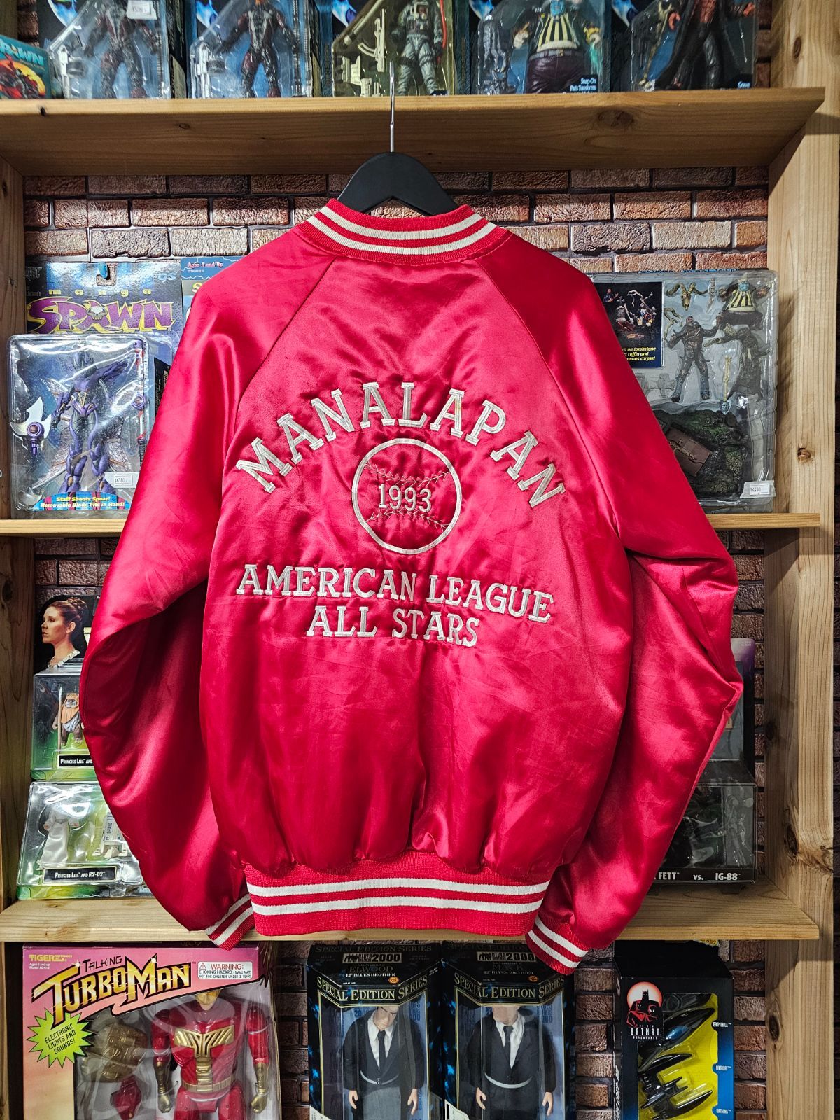 90s AMERICAN LEAGUE ALL STARS Satin Jacket | 1993年 アメリカンリーグオールスターズ 記念 関係者向け サテンジャケット レッド