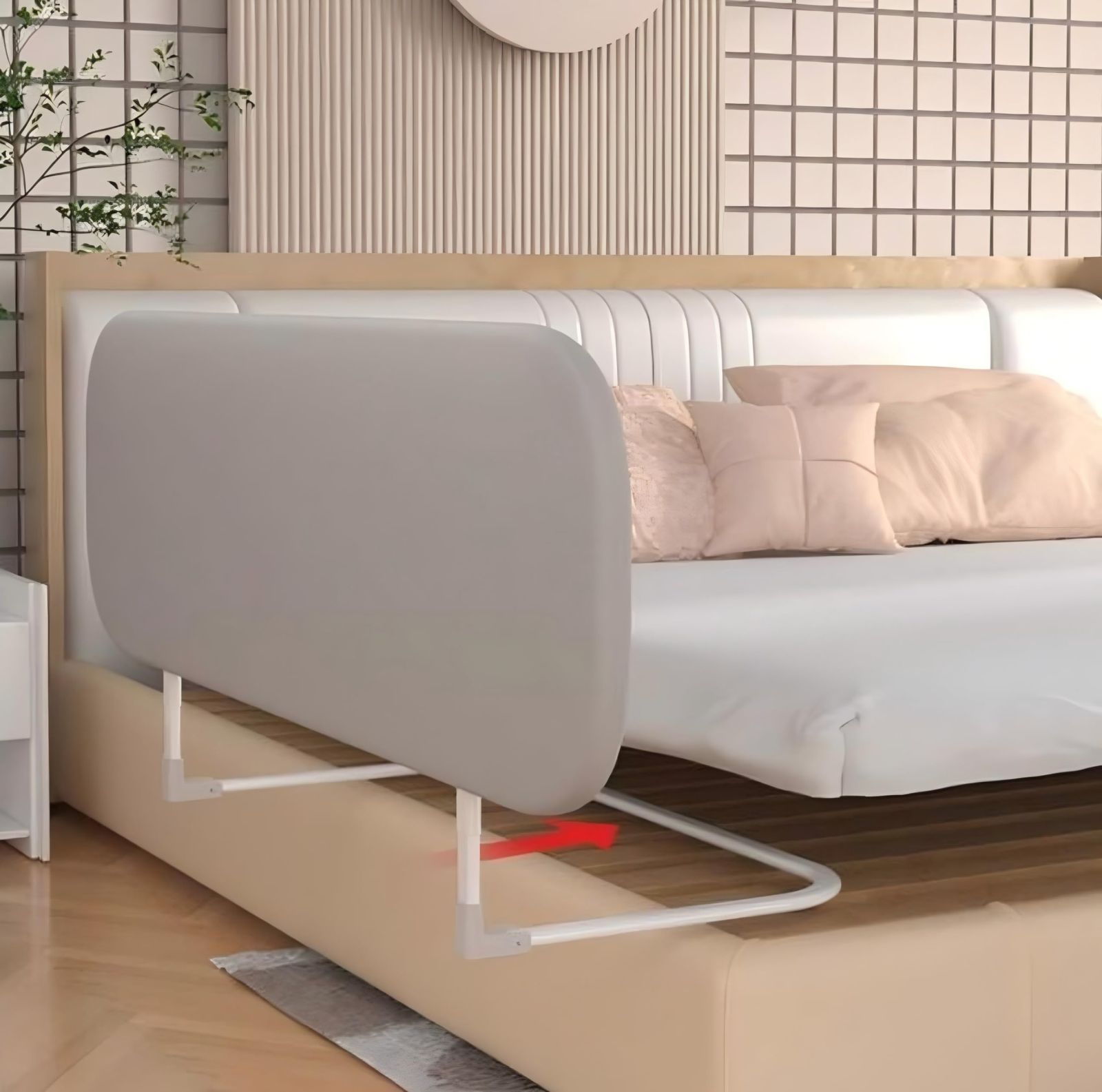 AGIMOLI ベビー ベッド ガード フェンス 赤ちゃん ポータブル 転落防止 グレー 120 CM １枚入り