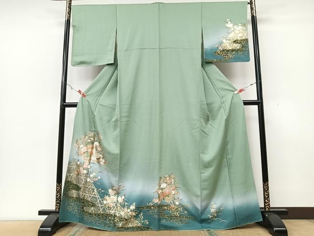 ＊振袖＊ 正絹　吉祥花文　暈し染め　金銀彩 豪華振袖 扇面吉祥花文 暈し染め 金銀彩 正絹 逸品 成人式 お