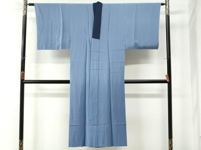 平和屋着物○男性 紬 色無地 留紺色 キングサイズ 正絹 逸品 未使用