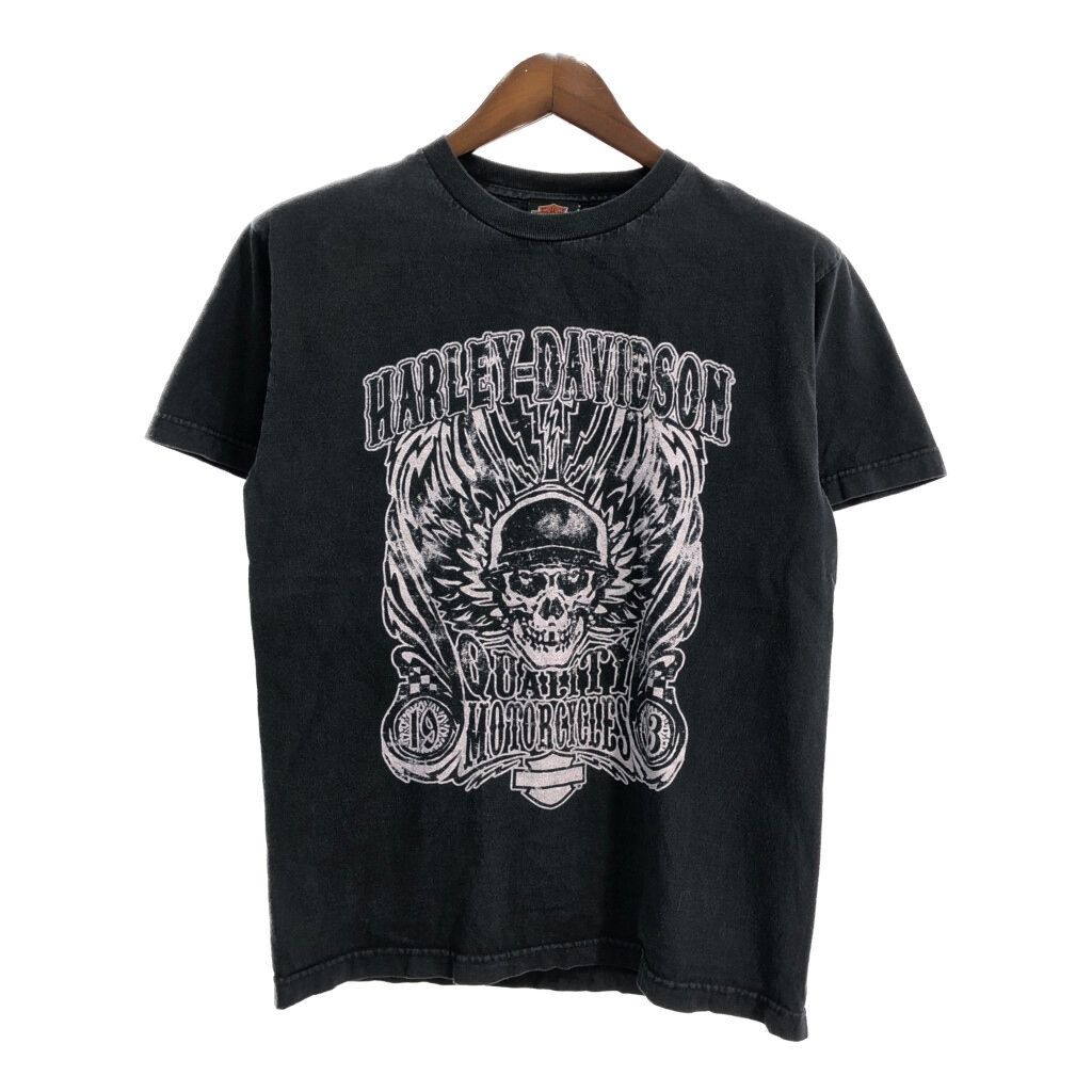 HARLEY DAVIDSON ハーレーダビッドソン 半袖Ｔシャツ モーターサイクル ブラック メンズ M相当 古着 T8407