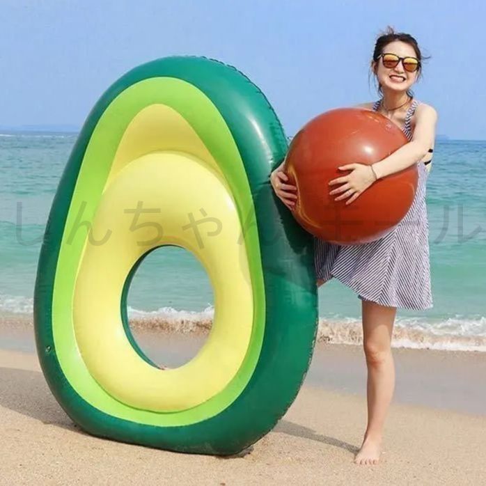 新品・未使用】 大型フロート 浮き輪 アボガド ボール付き 新品・未使用】 大型フロート 浮き輪 アボガド ボール付き