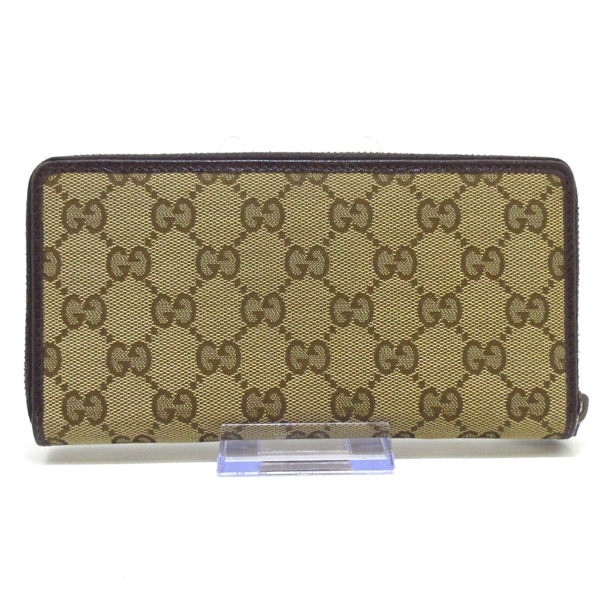 GUCCI GGパターン 長財布 ベージュ/ブラウン レザー/ キャンバスがま口 GUCCI GGパターン 長財布 ベージュ/ブラウン - メルカリ