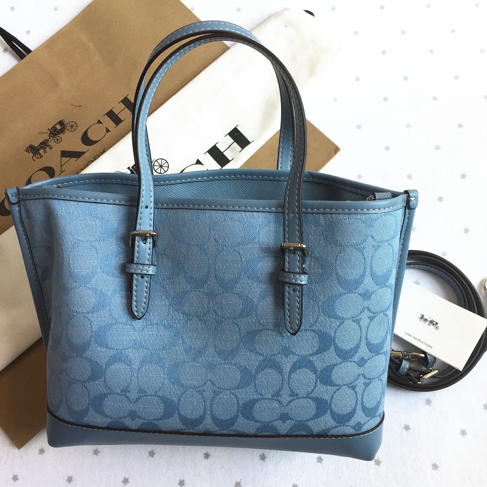 コーチバッグ COACHトートバッグ CH228 デニム系ハンドバッグ2WAY  