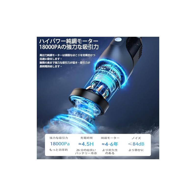 掃除機 コードレス Fochai【18000pa 強力吸引】スティック掃除機
