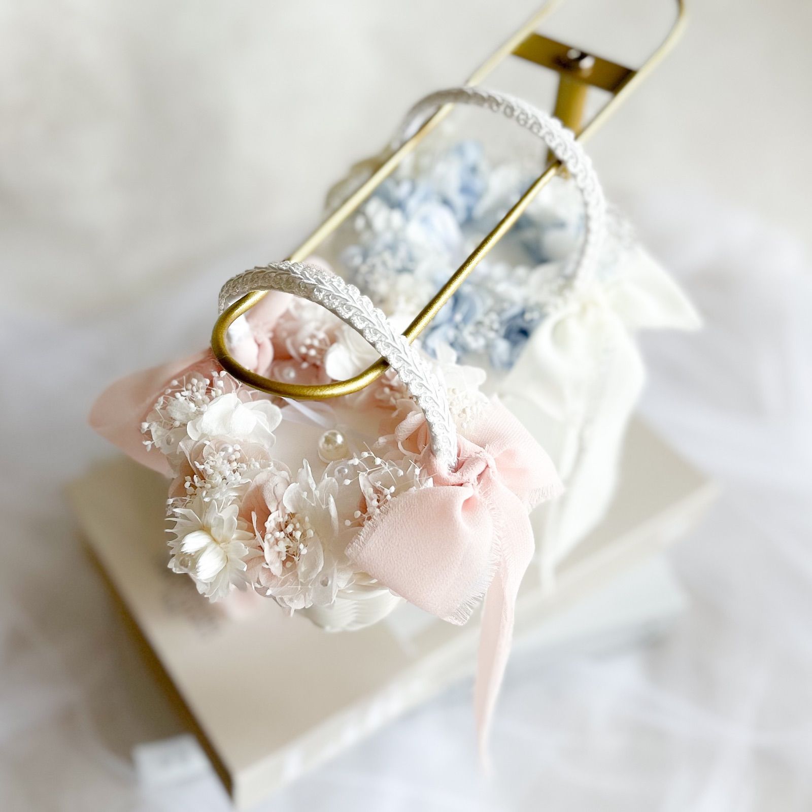 2人で運べる 2個セット リングガール リングピロー 結婚式 