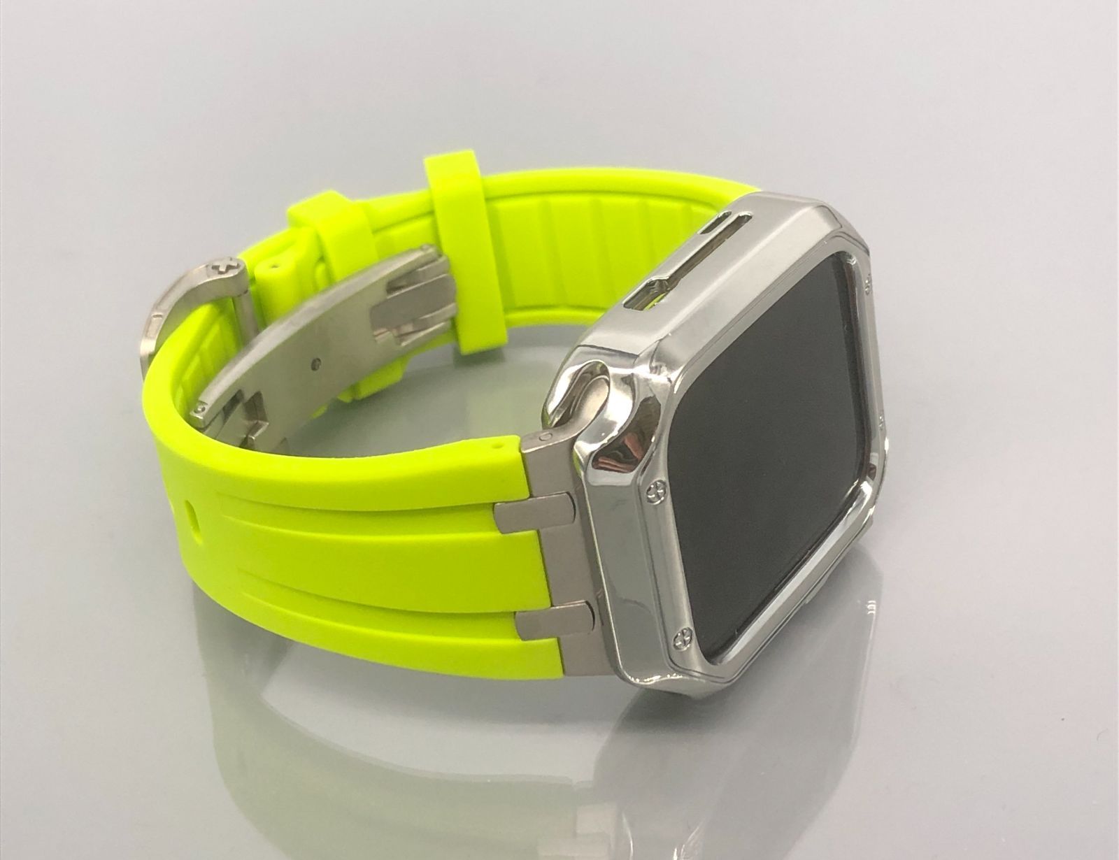 GimelZayinセット シーム シルバー Lグリーン アップルウォッチ ラバーベルト Apple Watch ケース　カバー　1～9 ultra ウルトラ　38mm 40mm 41mm 42mm 44mm 45mm 49mm Apple Watch バンド