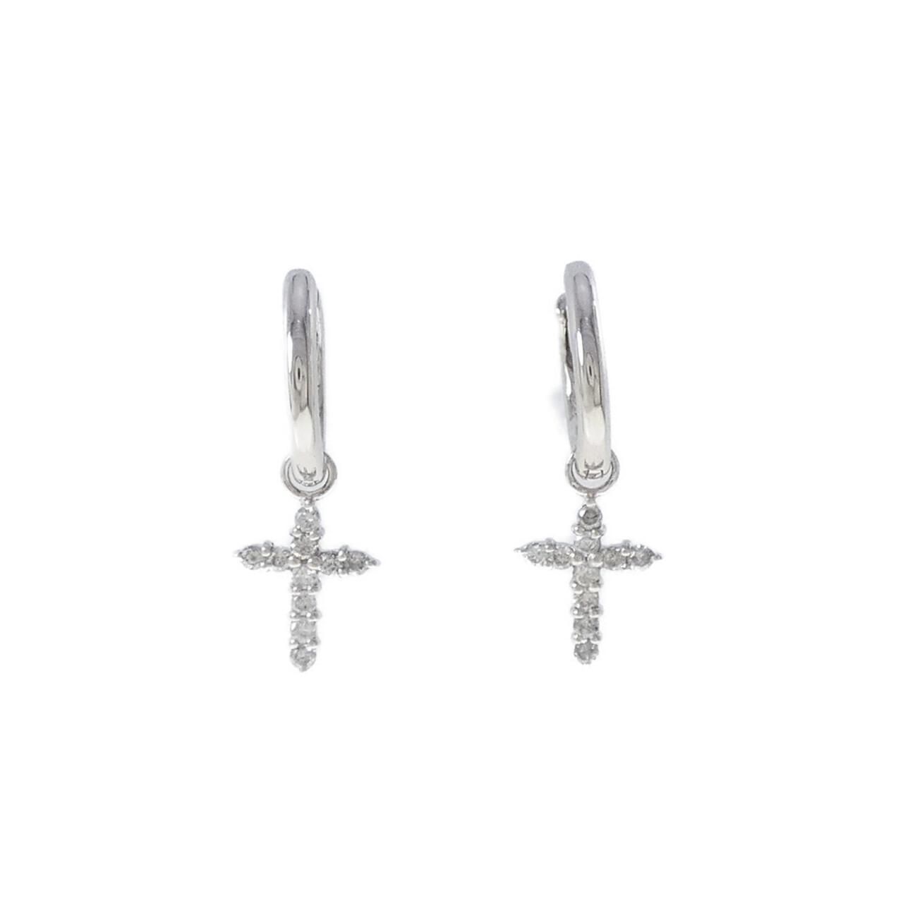 585WG|PT900 2WAY クロス ダイヤモンド ピアス