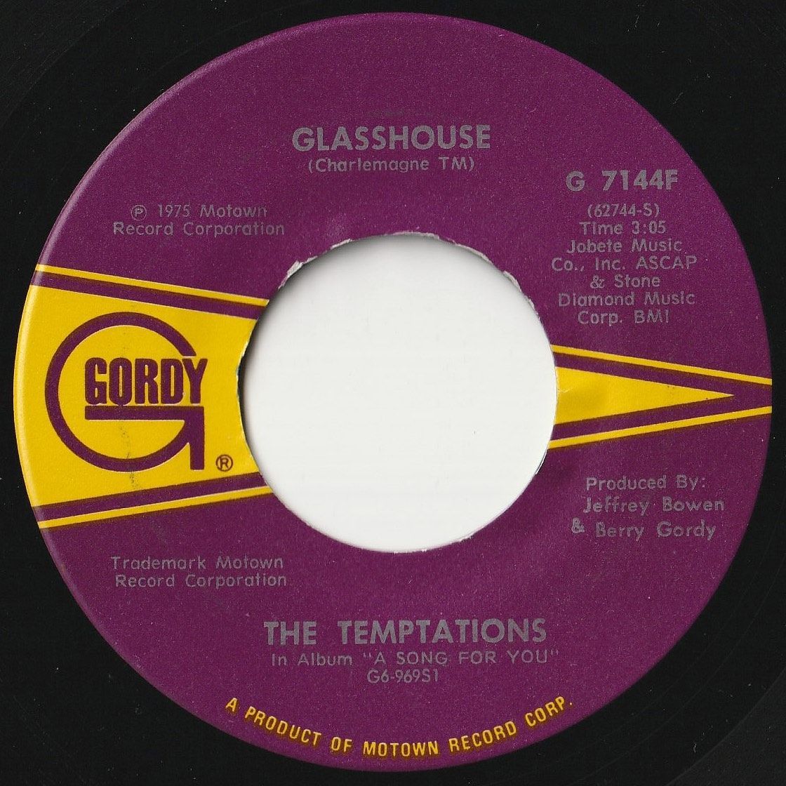 Temptations Glasshouse / The Prophet Gordy US G 7144F 201750 SOUL FUNK ソウル ファンク レコード 7インチ 45