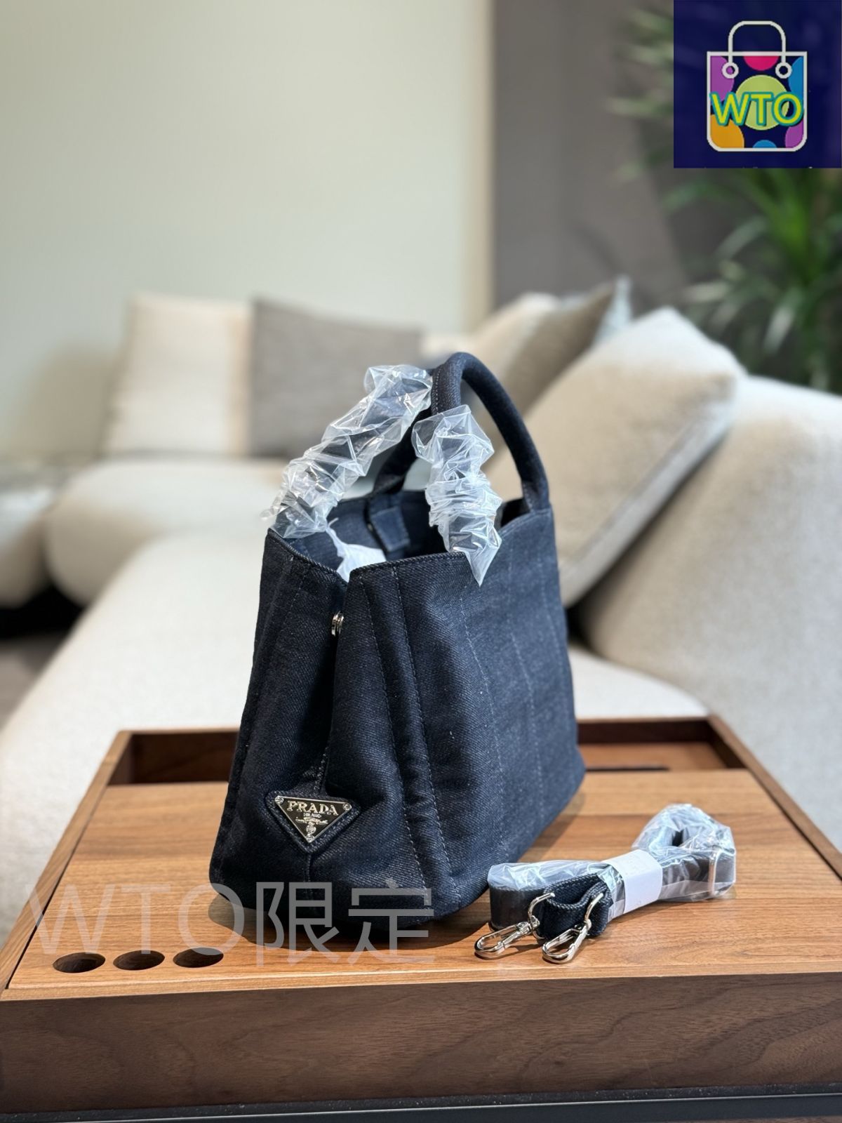 今日特価】Prada プラダ カナパ デニムビーチバッグ 耐久性に