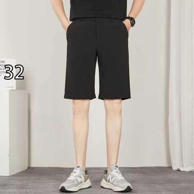 [32]メンズ ファッション 服 男性用 オシャレ シンプル 大人 かっこいい 大きいサイズ ストリート 紳士服 カジュアル ブラック スーツ パンツ ハイエンド 夏 薄手 ストレート 五分丈 パンツ 