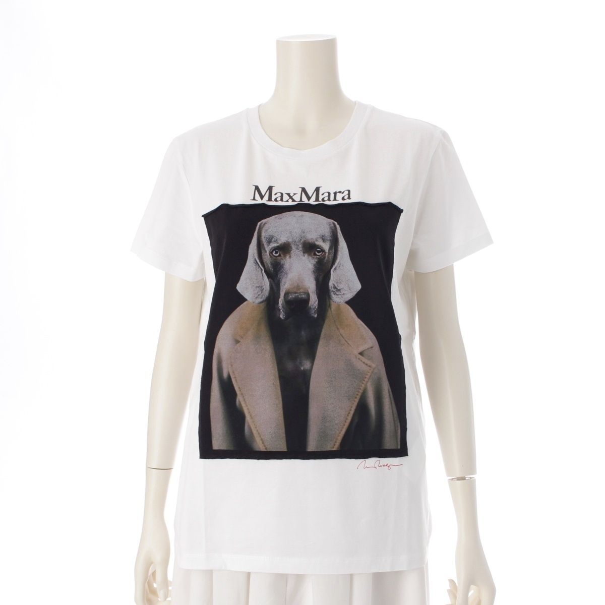Max Mara - マックスマーラ 23年 コットン 表参道限定 CIPRIA ドッグ プリント 半袖Ｔシャツ 2319410831 ホワイト M【中古】 マックスマーラ 23年 コットン 表参道限定 CIPRIA ドッグ プリント