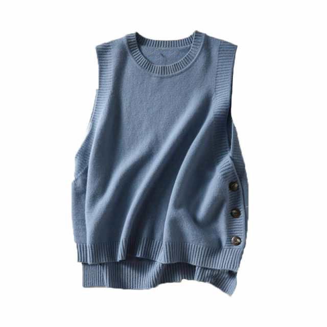 【即購入⭕】 jeans 古着 ノースリーブ トップス 緑 XS 32 ジーナシス JEANASIS Vネック ニットベスト ノースリーブ 青