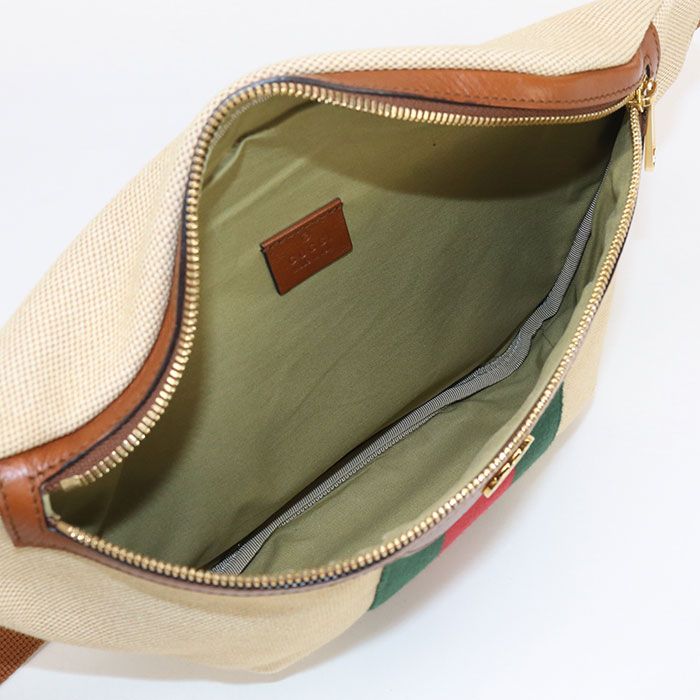 GUCCI グッチ ベルトバッグ ヴィンテージキャンバス 575082 ボディバッグ キャンバス レザー レディース DECORATOM_COM_BR