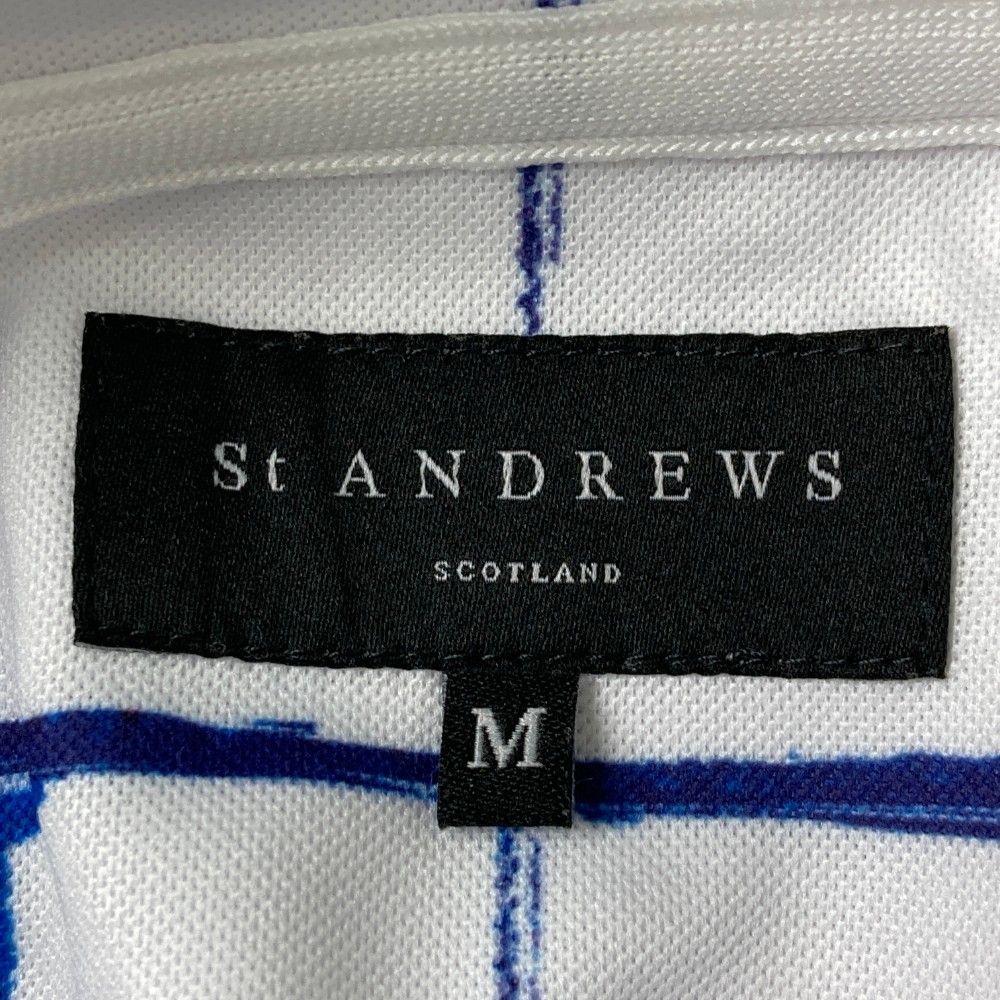 サイズ：M ST ANDREWS セントアンドリュース  袖フリル ポロシャツ 格子 総柄 ホワイト系 [240101420888] ゴルフウェア レディース ストスト サイズ：M ST ANDREWS セントアンドリュース 袖フリル