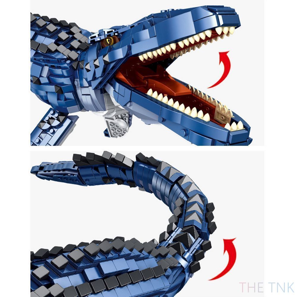 レゴ互換 ブロック 恐竜シリーズ モササウルス ブルー 1859ピース