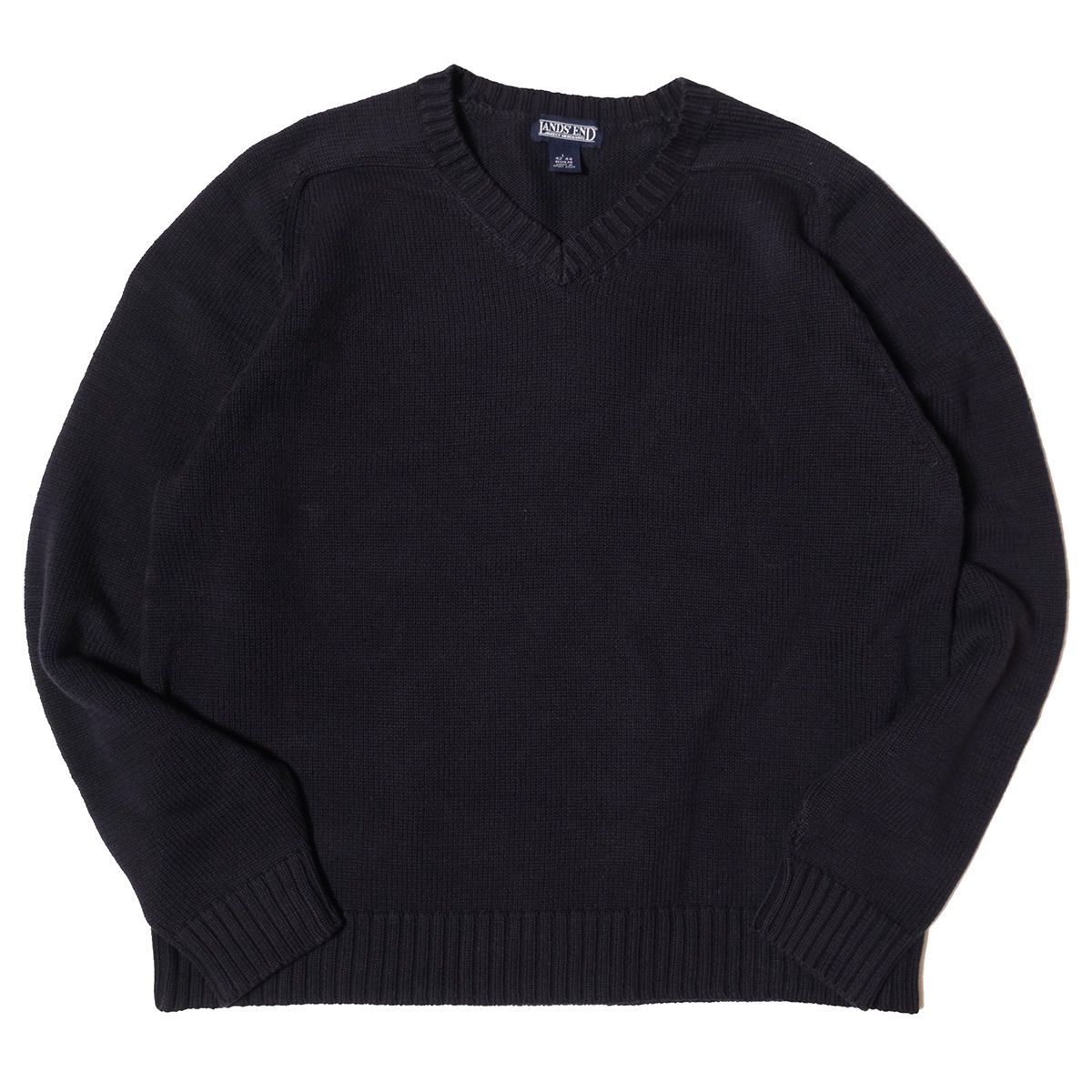 Lands' End ランズエンド 100%カシミヤ Vネックセーター ブラック 90's 00's ランズエンド Vネック コットンニットセーター 紺 (L