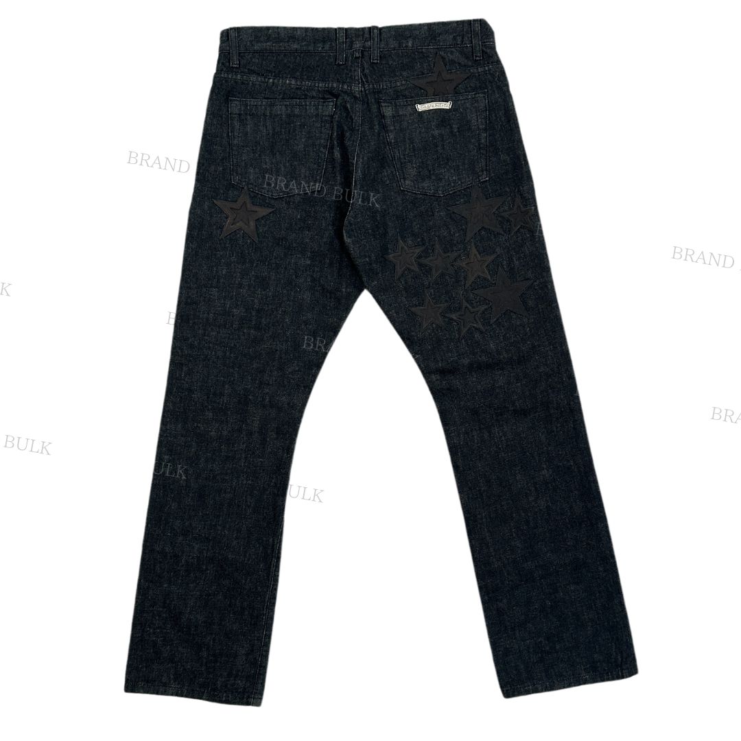 【新品】 Chrome Hearts スター レザー パッチ デニム 34インチ 新品】 Chrome Hearts スター レザー パッチ デニム 34インチ