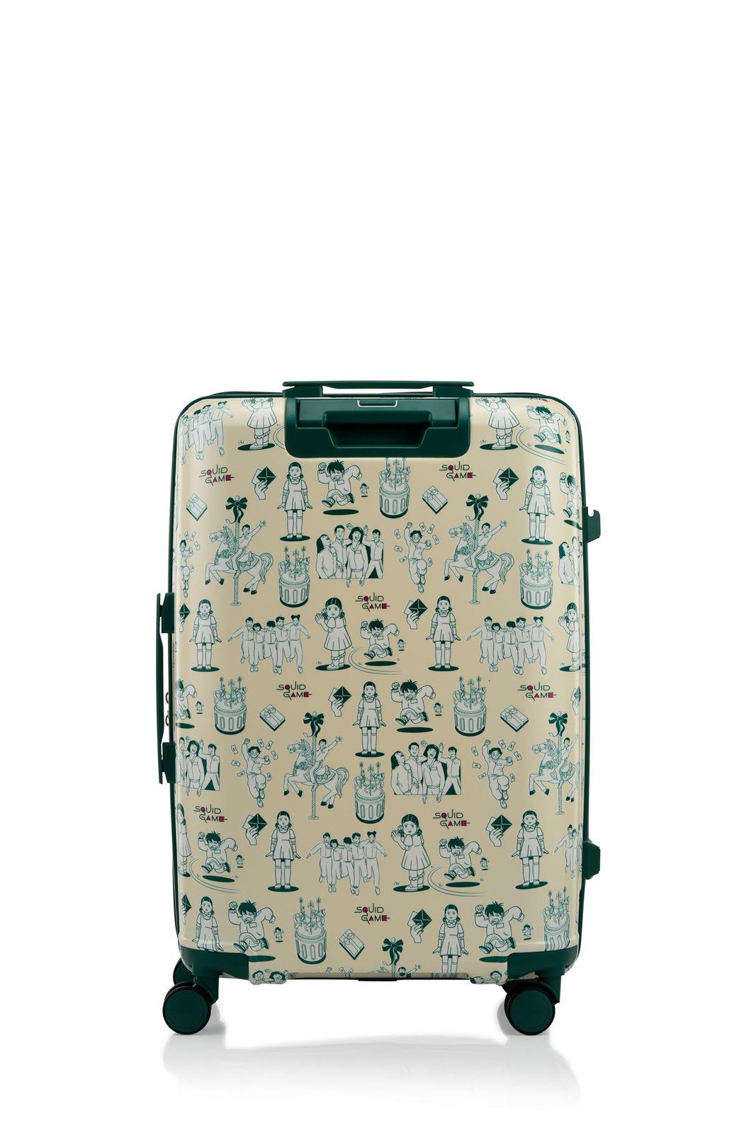  L 68 75 TSAロック キャラクター柄 67 cm ピンクガードのラゲッジ エキスパンダブル 拡張機能付き 4 6泊 中型 3 9 kg Mサイズ スピナー GAME SQUID パール ディープグリーン スクイッドゲーム イカゲーム エコバッグ 洗面用ポーチ その他 旅行かばん 小分けバッグ