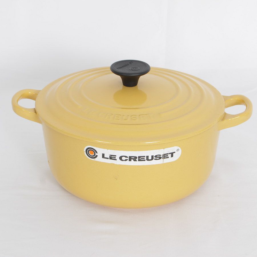 【美品】LE CREUSET　ココット ロンド サフランイエロー　20cm Amazon.co.jp: ルクルーゼ ココット・ロンド 20cm サフラン