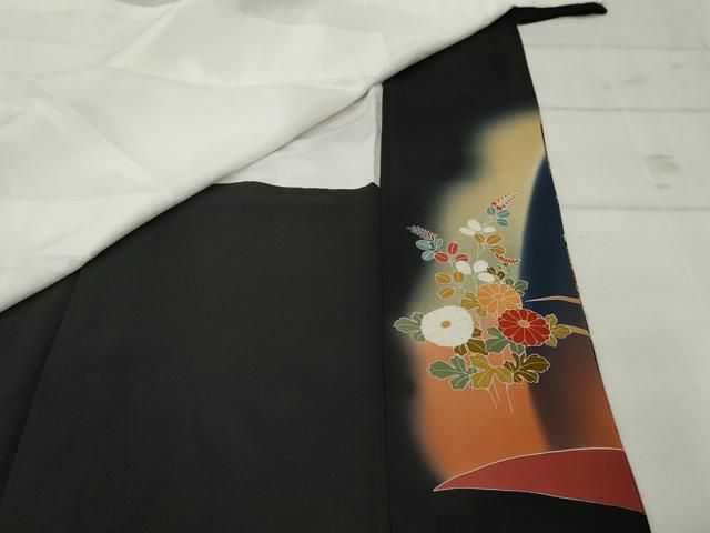 平和屋着物□豪華黒留袖 作家物 鳳凰花文 暈し染め 金彩 正絹