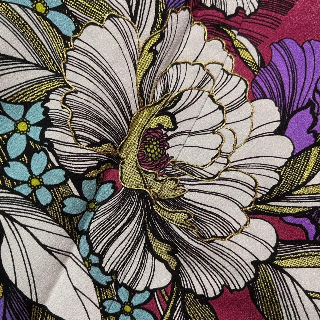 振袖 金駒刺繍 金彩 牡丹 花模様 成人式 晴れの日 着物 064a p