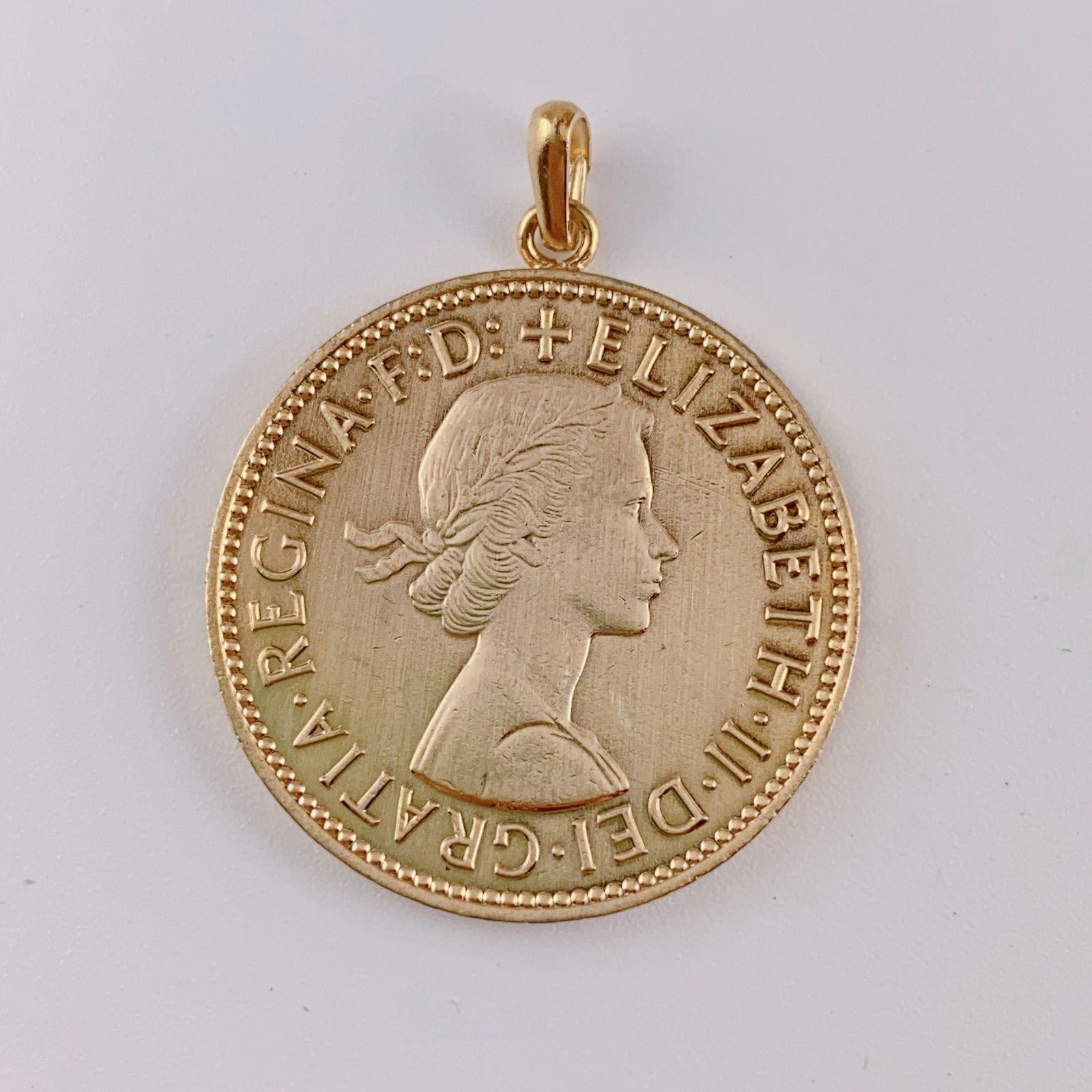 イギリスヴィンテージコイン ラッキーペニー コインネックレス エリザベス2世 新宿銀の蔵 フローリン コイン