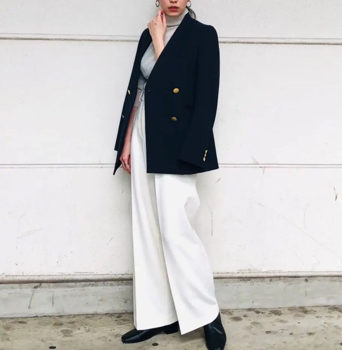 PLST プラステ ブラッシュドバックダブルジャケット ノーカラー