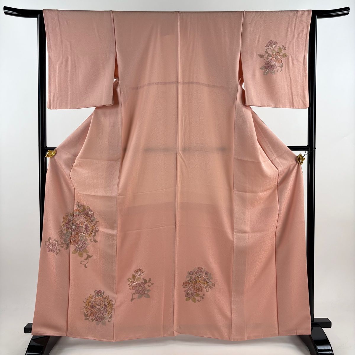 訪問着　付下げ　袷　正絹　明るいサーモンピンク　トールサイズ　ロング丈 訪問着付下げ袷正絹明るいサーモンピンクトールサイズロング丈