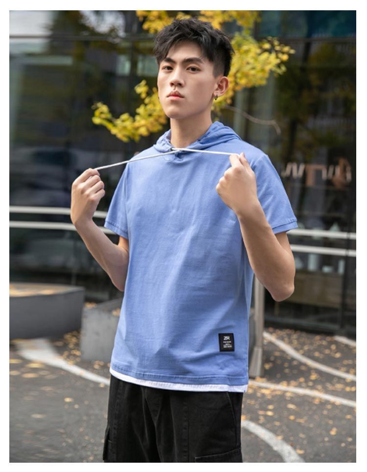 フード付きtシャツ 半袖パーカー プルオーバーパーカー メンズ