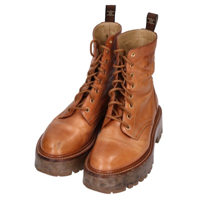 セリーヌ バルキー ロゴレザーブーツ メンズ 39 - メルカリ 