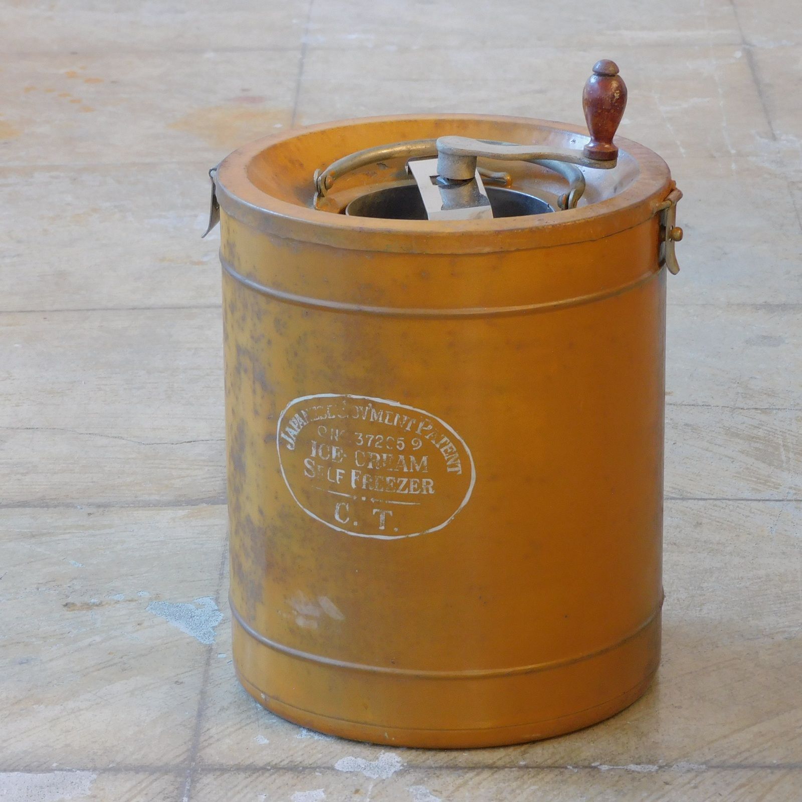 戦前 銅製 アイスクリームメーカー HK-a-05568 氷コップ 氷菓 シャビー アンティーク 手廻し 発明品