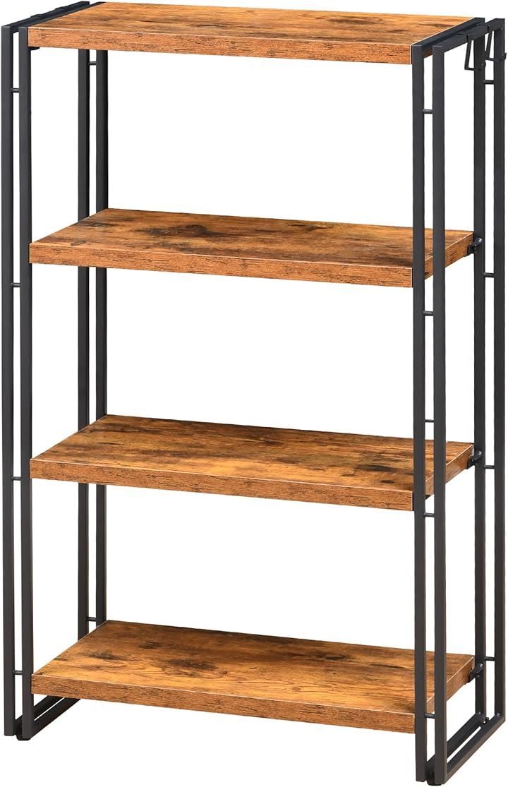 earlアール アイアンシェルフ 4段 木製棚 スチールラック 30cm×30cm