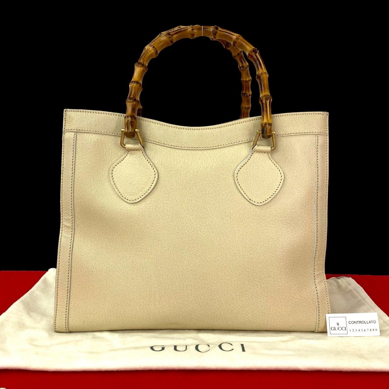 GUCCI ロゴ入り ハンドバッグ ベージュ美品