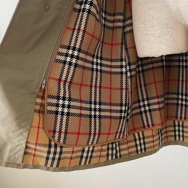 バーバリー ライナー付 ステンカラーコート トレンチ チェック wnc バーバリー BURBERRY コート カーキ ステンカラーコート チェック