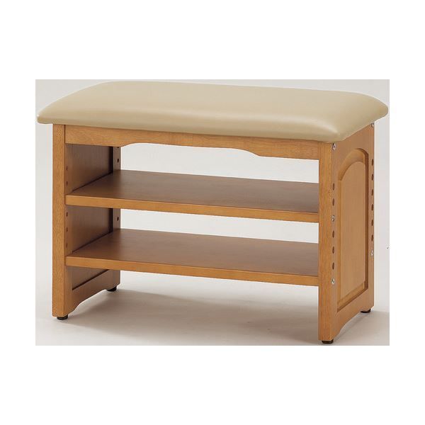 収納付き 玄関ベンチ/腰掛け椅子  木製 クッション座面 ガタつき防止付き